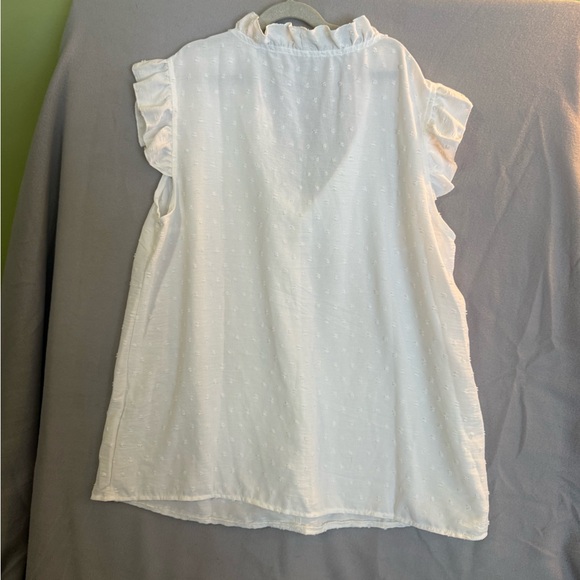 Elegant White Ruffle Sleeve Top 0XL - Picture 3 of 3